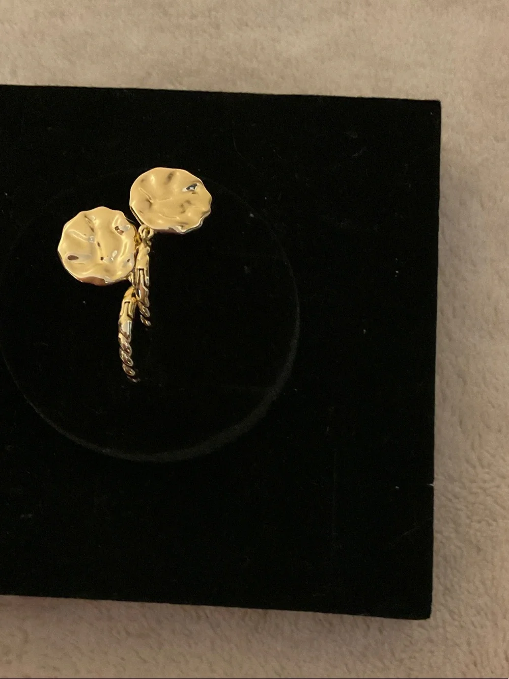Hammered Gold Disc Drop Earrings - Women Jewelry